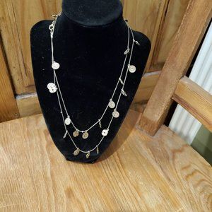 Long Gold Tone Necklace Double Strand